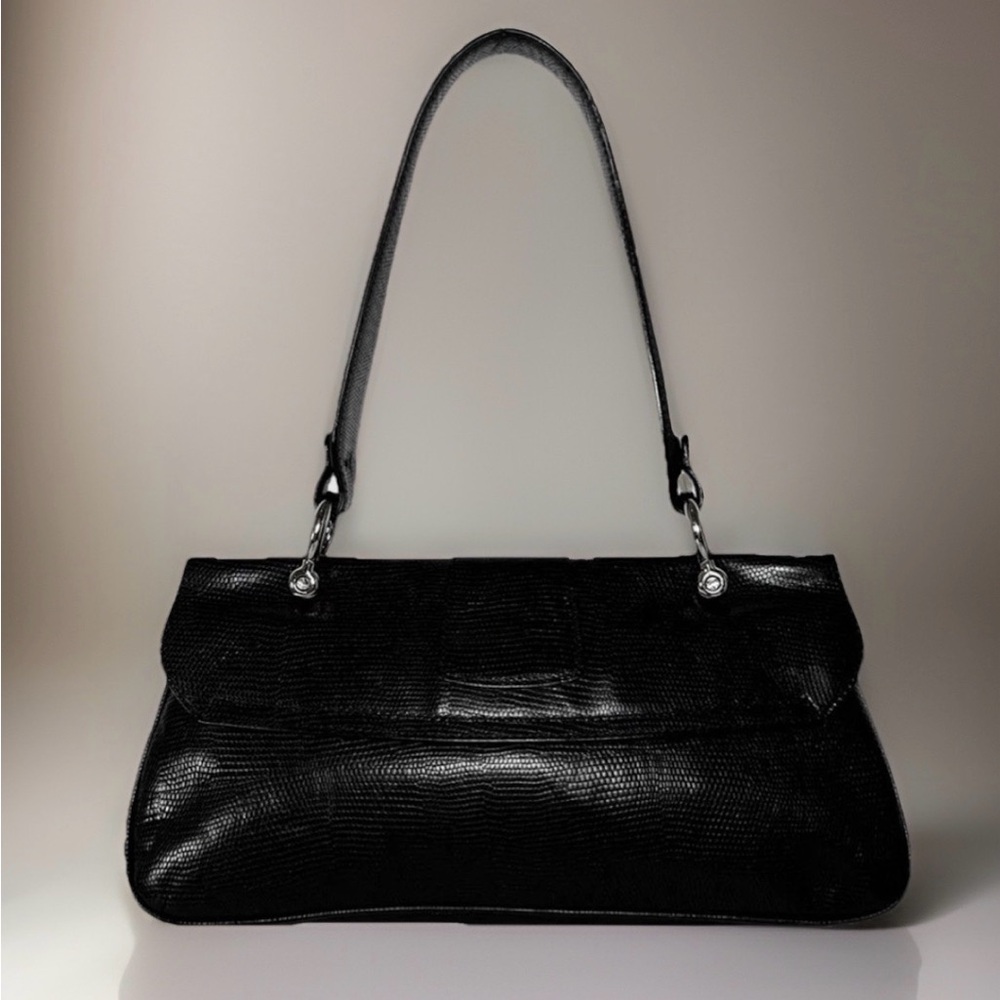 BURBERRY Black Reptile Leather Horse Bit Purse - Vintage Rare Unique - Picture 3 of 9